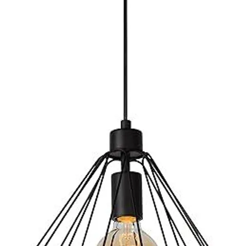 BOXED LUCIDE 1 LIGHT RETRO CEILING PENDANT LIGHT ADJUSTABLE HEIGHT METAL 60 W, BLACK