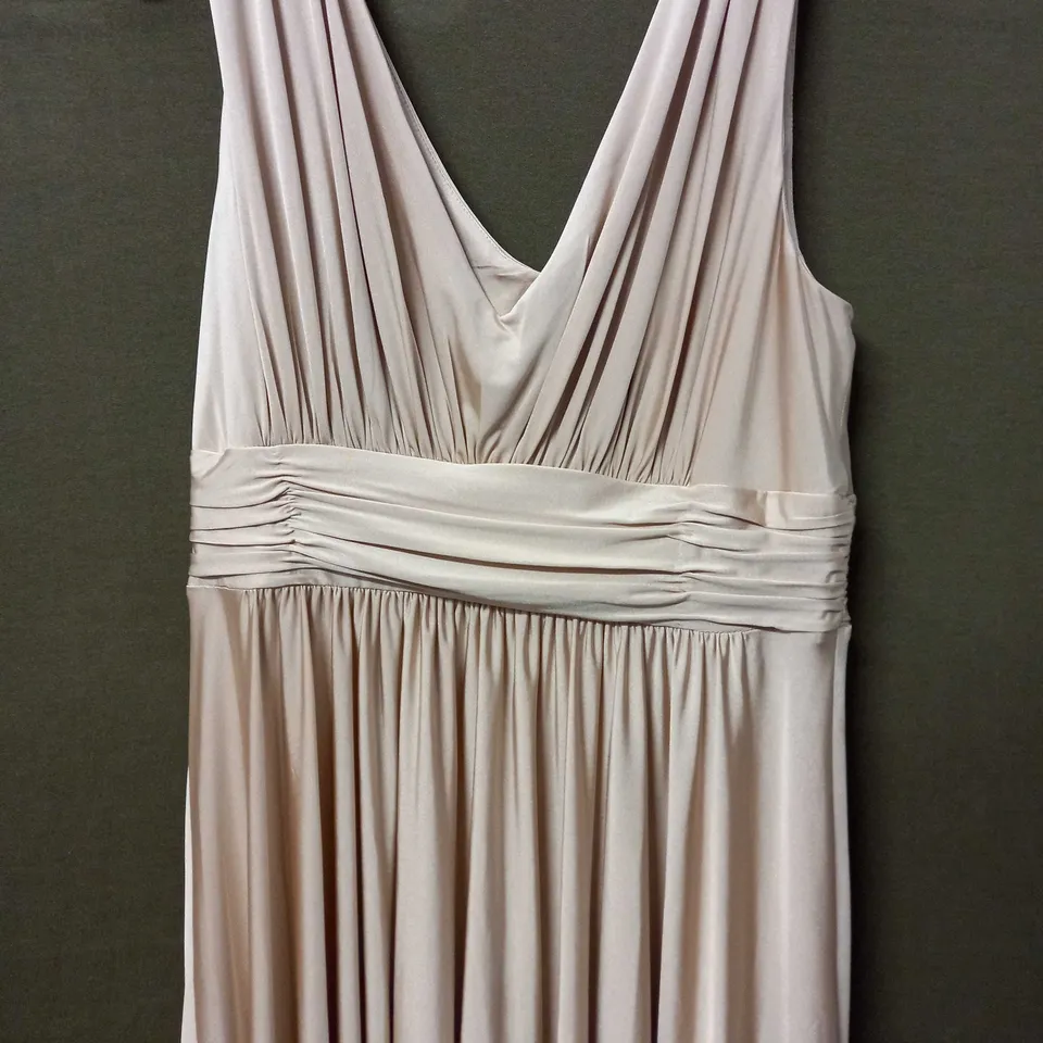 BIBA DIP HEM MAXI DRESS IN CHAMPAGNE COLOUR - SIZE 16 (XL)