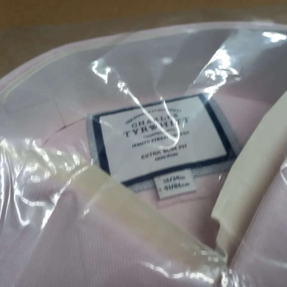 CHARLES TYRWHITT EXTRA SLIM FIT PINK LS SHIRT - 16/34"