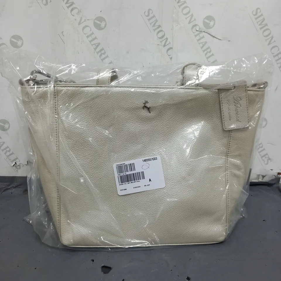 OSPREY LONDON WHITE FAUX LEATHER HANDBAG 