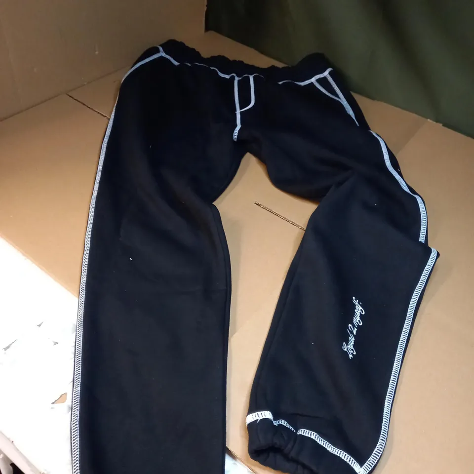 BERSHKA BLACK/WHITE `LOYAL TO MYSELF` TRACK PANTS - SIZE M