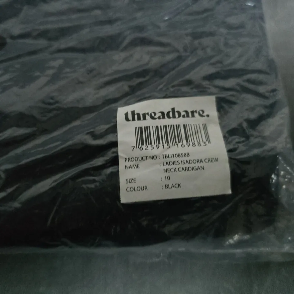 THREADBARE LADIES ISADORA CREW NECK CARDIGAN – BLACK, UK 10