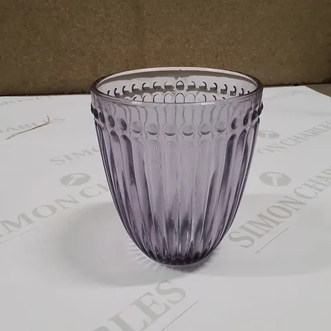 BOX CONTAINING 6 PURPLE GLASS TUMBLERS
