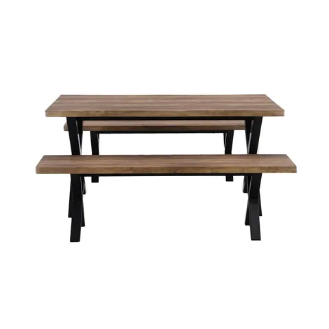 BOXED EZRA DINING BENCH SET - RUSTIC (2 BOXES)