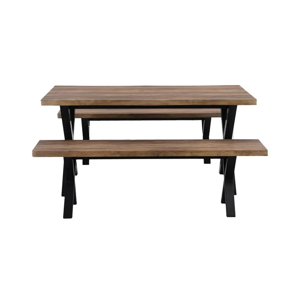 BOXED EZRA DINING BENCH SET - RUSTIC (2 BOXES)