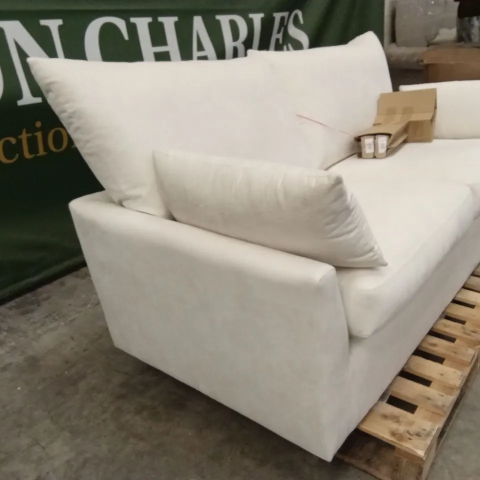 LANGDON 3 SEATER SOFA, CREAM HOUSE PLUSH FABRIC