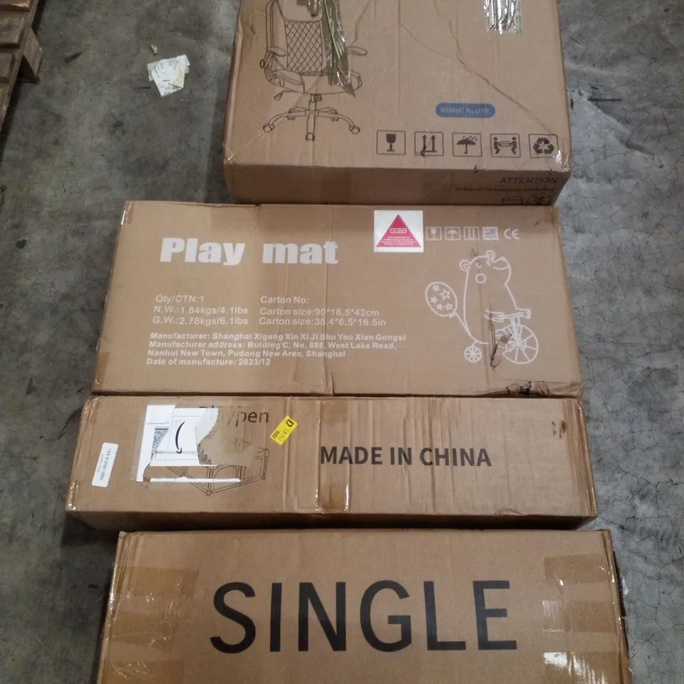 PALLET CONTAINING ASSORTED PRODUCTS INCLUDING FOLDABLE MATTRESS, PLAYPEN, PLAY MAT & OFFICE CHAIR