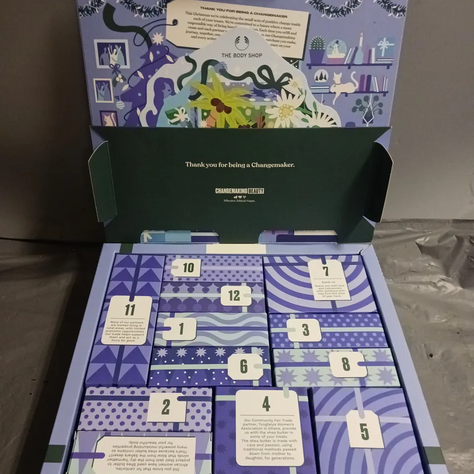 BOXED THE BODY SHOP 24-PIECE HOLIDAY BEAUTY ADVENT CALENDAR