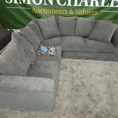 GREY FABRIC CORNER SOFA ON CHROME LEGS