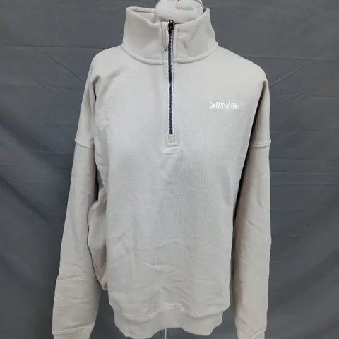 GYMSHARK REST DAY 1/4 ZIP - PEBBLE GREY SMALL