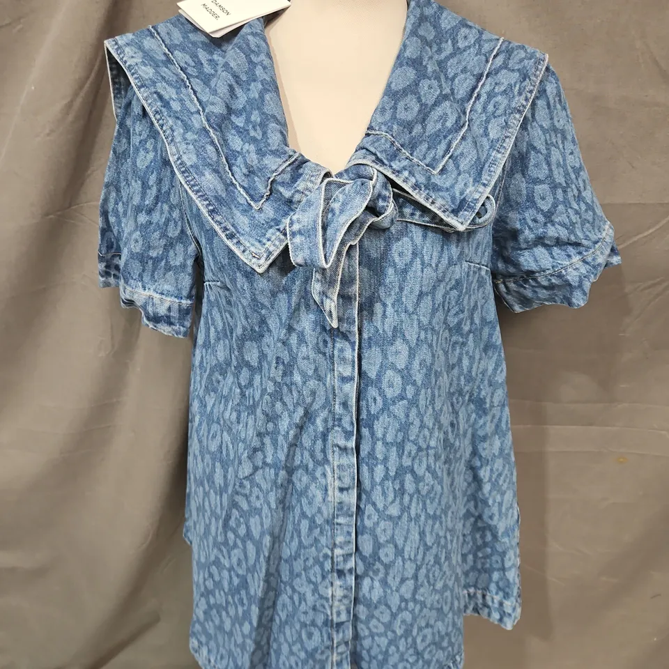 DAMSON MADDER GOLDIE DRESS IN LEOPARD LASER BLUE SIZE 12