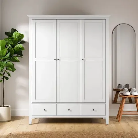 BOXED DUNELM LYNTON TRIPLE WARDROBE WHITE COLOUR (2 BOXES)