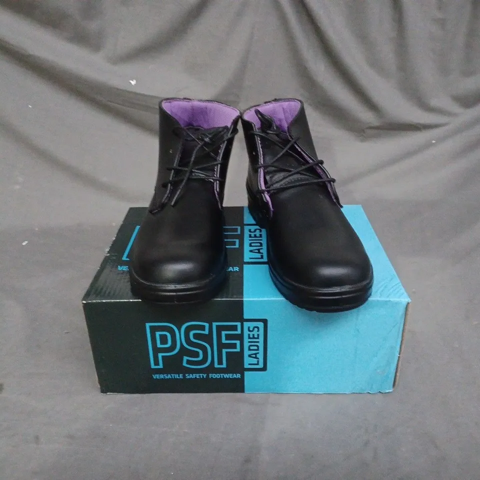 BOX OF APPROXIMATELY 10 PAIRS OF PSF LADIES VERSATILE SAFETY FOOTWEAR SIZE 4