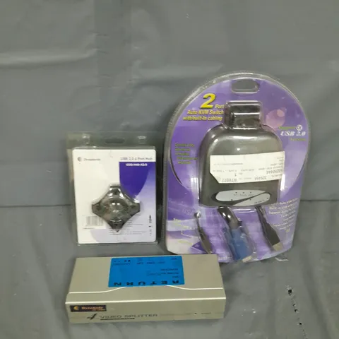 BOX OF ASSORTED ELECTRICAL ITEMS TO INCLUDE AUTO KVM SWITCH AND HDD CADDYS