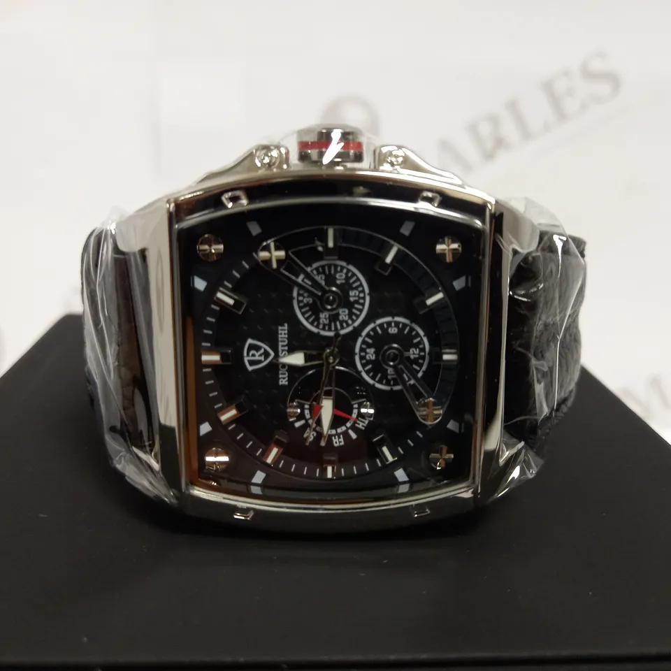 RUCKSTUHL TRIPLE DIAL LEATHER STRAP WRISTWATCH RRP £560