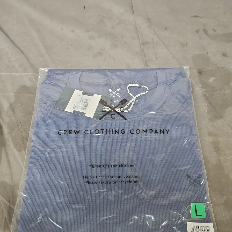 CREW CLOTHING COMPANY WAFFLE TEE – STEEL BLUE, SIZE L