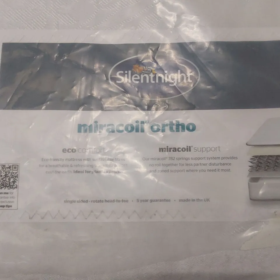 QUALITY BAGGED SILENTNIGHT ECO COMFORT MIRACOIL ORTHO SINGLE 3FT MATTRESS