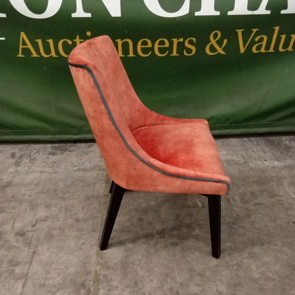QUALITY DESIGNER ORANGE FABRIC DINING CHAIR