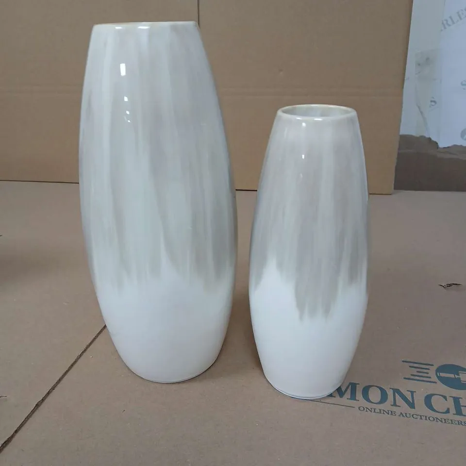 PACK OF 2 OMBRE VASES - BROWN/OFF WHITE - COLLECTION ONLY