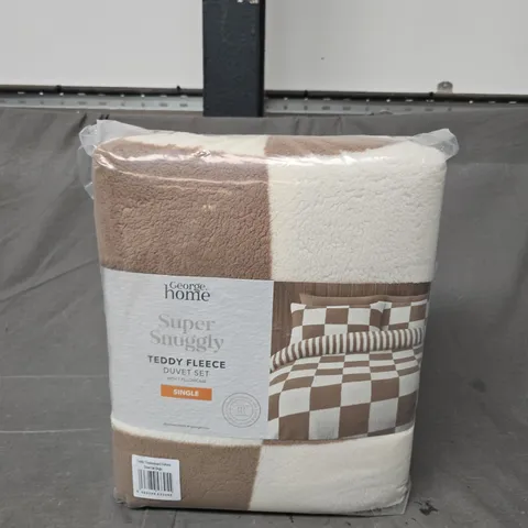 SEALED SUPER SNUGGLY CHECKBOARD TEDDY FLEECE DUVET SET WITH 1 PILLOWCASE - SINGLE