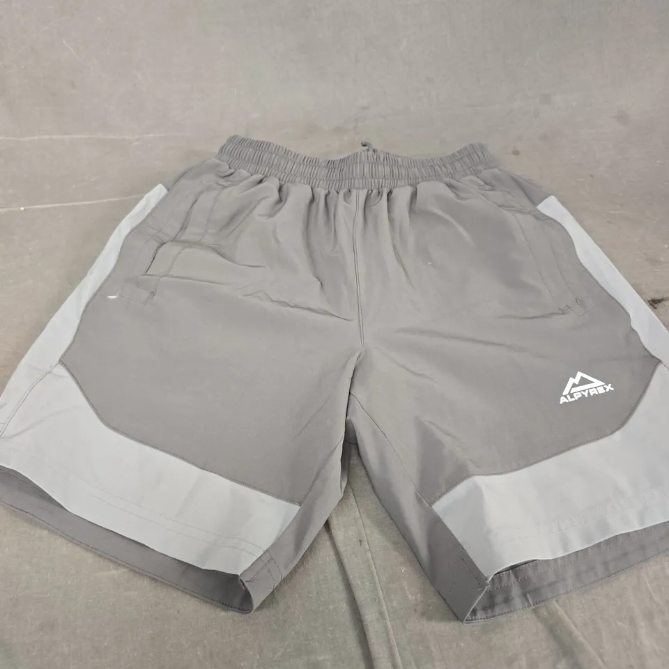 GREY ATHLETIC SHORTS WITH LIGHT-GREY SIDE PANELS, SIZE S/M