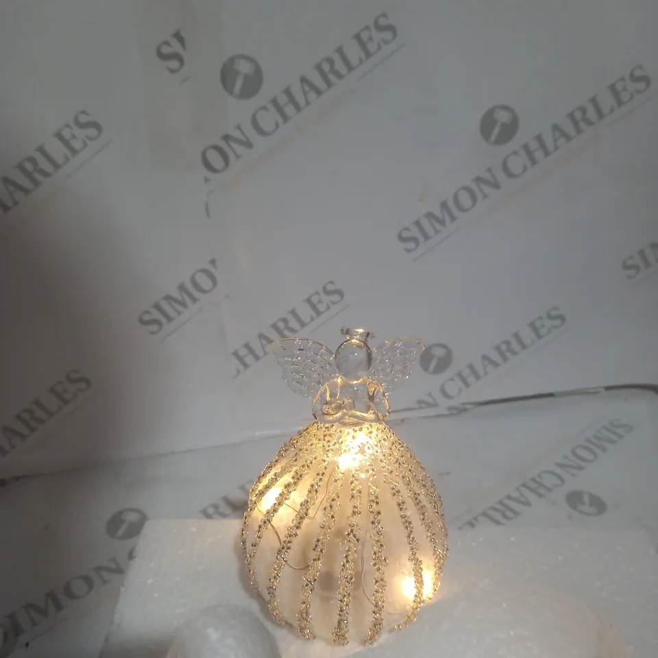 BOXED JULIEN MACDONALD SET 3 PRELIT GLASS ANGELS 