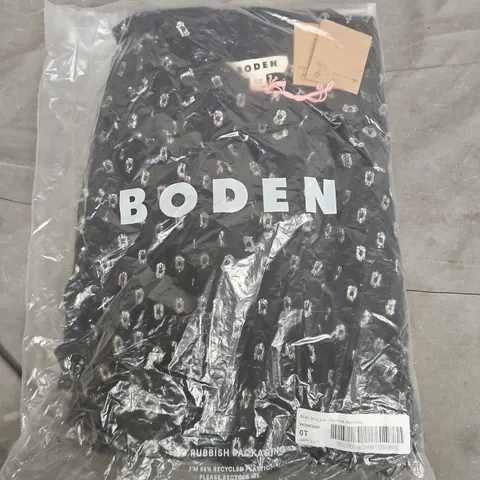 BAGGED BODEN TIE NECK MIDI DRESS IN BLACK - UK 14R