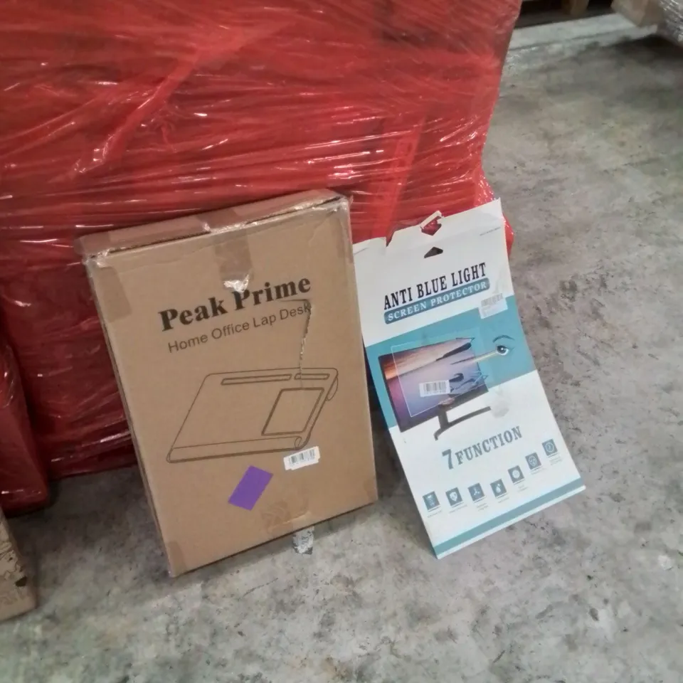 PALLET OF ASSORTED HOUSEHOLD GOODS AND PRODUCTS TO INCLUDE;LAPTOP DESK,SCREEN PROTECTOR