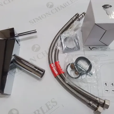 BOXED VELDEAU HAMPTON M/BLOCK BASIN TAP WITH CLICK WASTE IN CHROME - 235X155X135MM