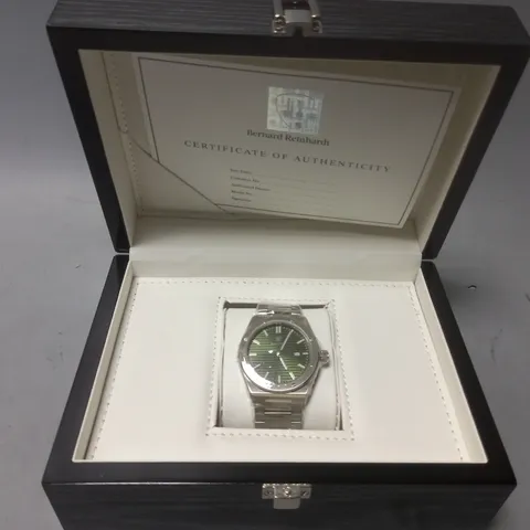 MENS BERNARD REINHARDT WATCH – GREEN DIAL – 316 STAINLESS STEEL CASE & STRAP – SWISS MOVEMENT – SAPPHIRE CRYSTAL - 5 ATM WATER RESISTANT