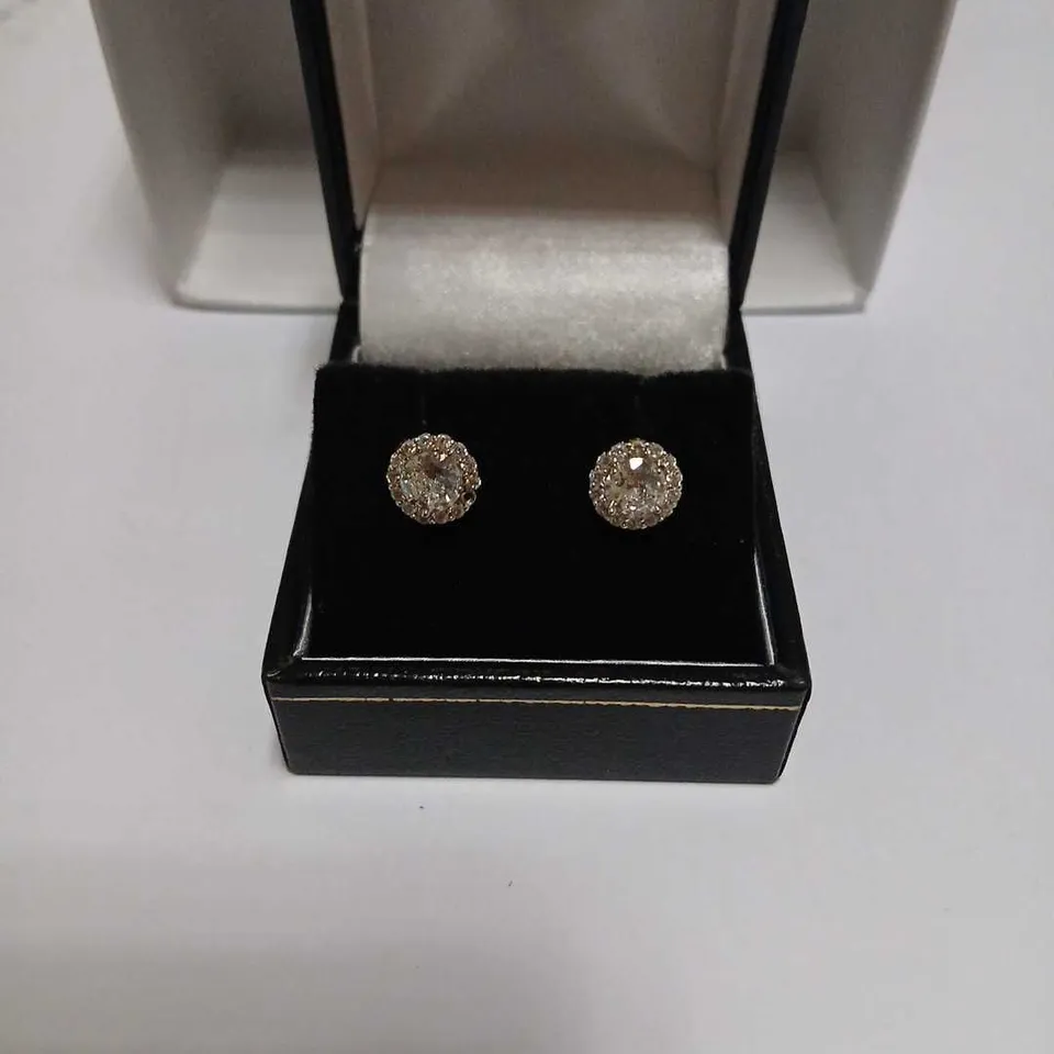  PAVÉ HALO STUD EARRINGS STERLING SILVER