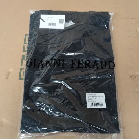 BAGGED GIANNI FERAUD HEAVY INTERLOCK TEE IN NAVY - L