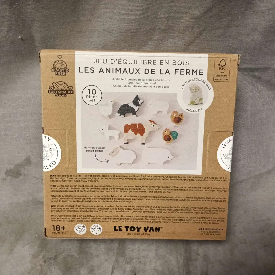 LE TOY VAN FARMYARD STACKING ANIMALS & BAG