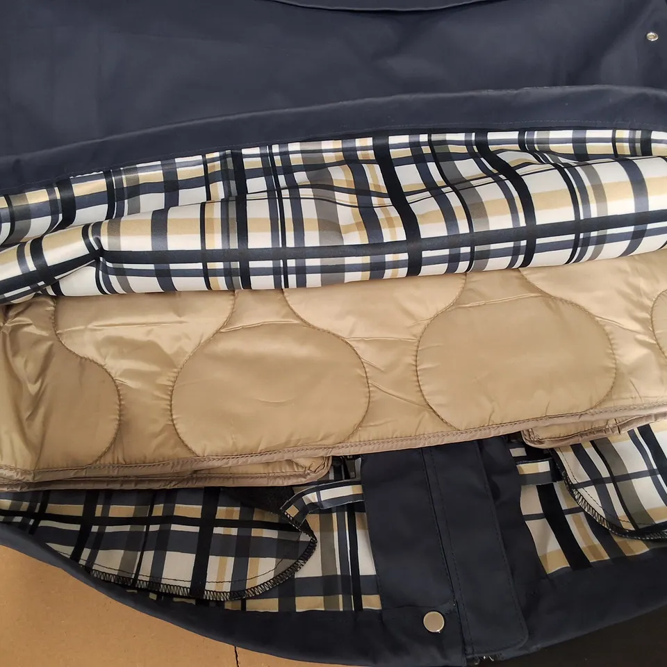 GAMMON NAVY ZIP THROUGH HOODED COAT - L