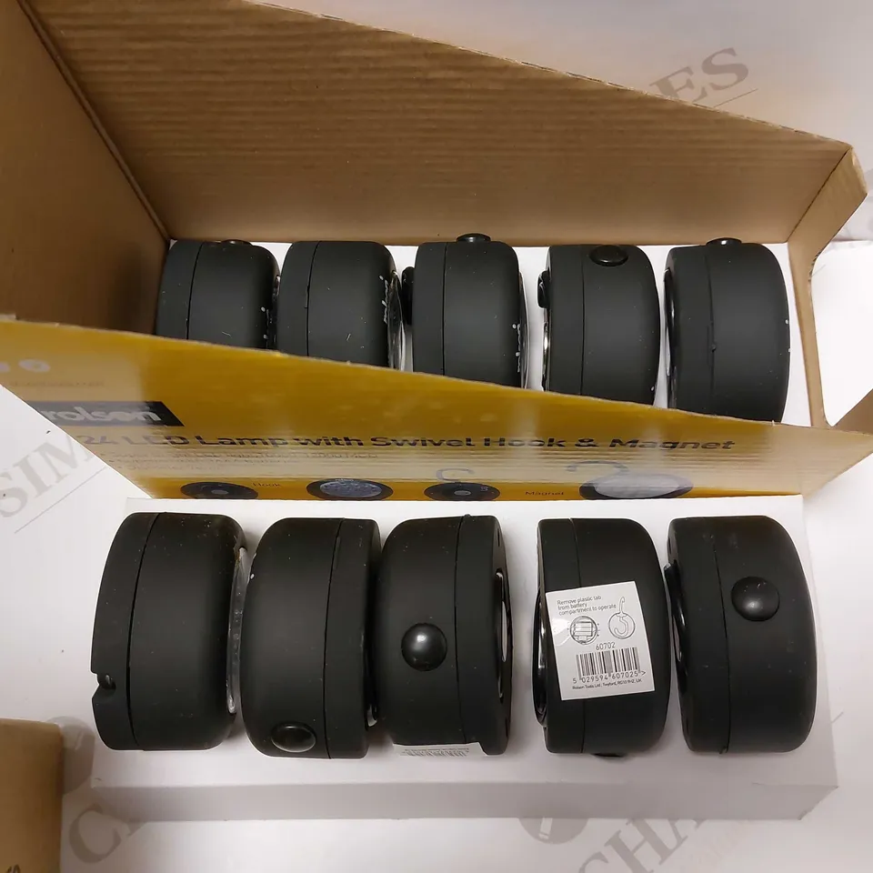 BOX OF APPROX 10 ROLSON 24 LED LAMP WITH SWIVEL HOOK & MAGNET