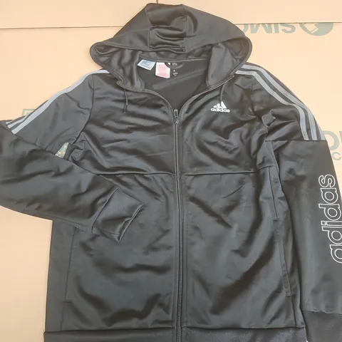 ADIDAS ZIP THROUGH TRACKSUIT TOP IN BLACK - UK 15/16 YRS