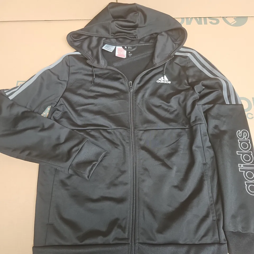 ADIDAS ZIP THROUGH TRACKSUIT TOP IN BLACK - UK 15/16 YRS