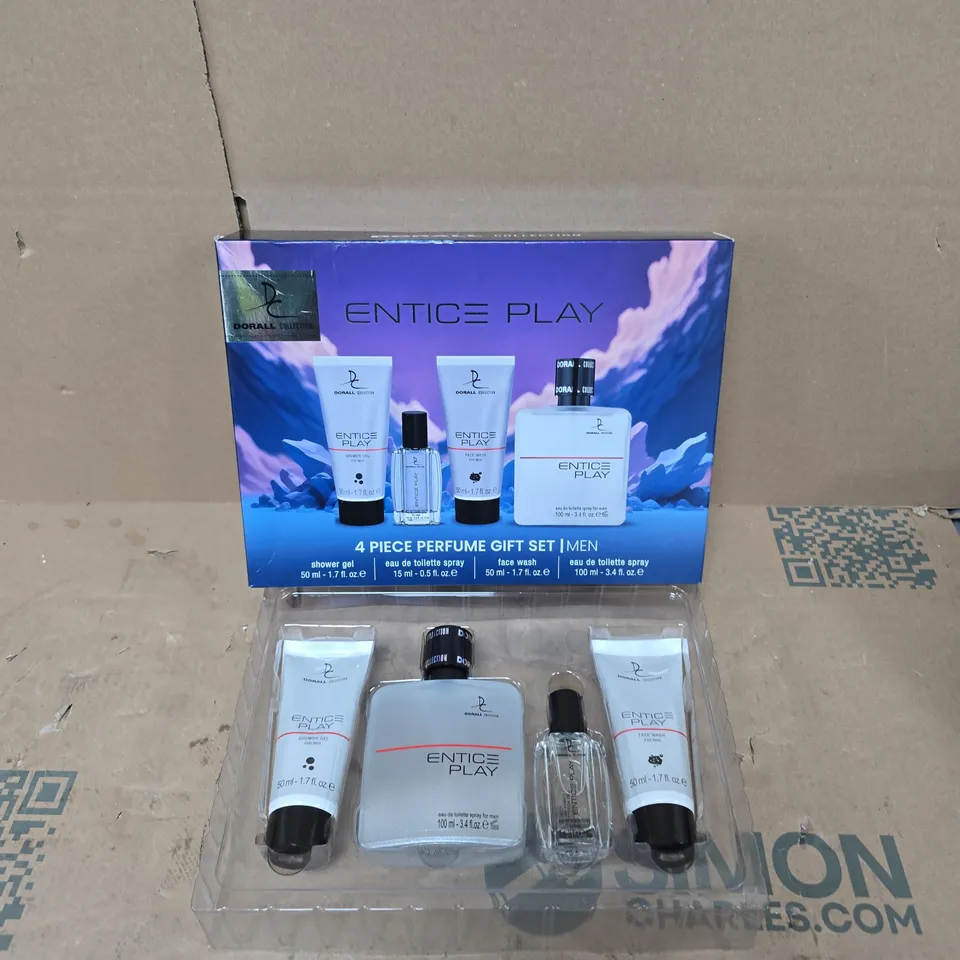 BOXED DORALL COLLECTION ENTICE PLAY 4 PIECE PERFUME GIFT SET
