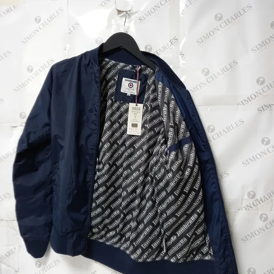 MEN'S LAMBRETTA LIGHTWEIGHT BOMBER JACKET NAVY SIZE MEDIUM 