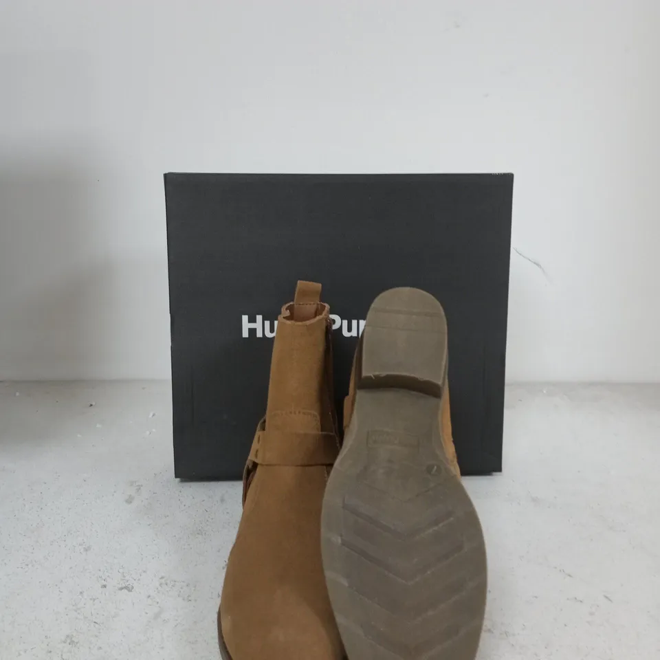 HUSH PUPPIES BROWN SUEDE ANKLE BOOTS – WOMEN’S, WITH SIDE ZIP & STRAP DETAIL SIZE 7