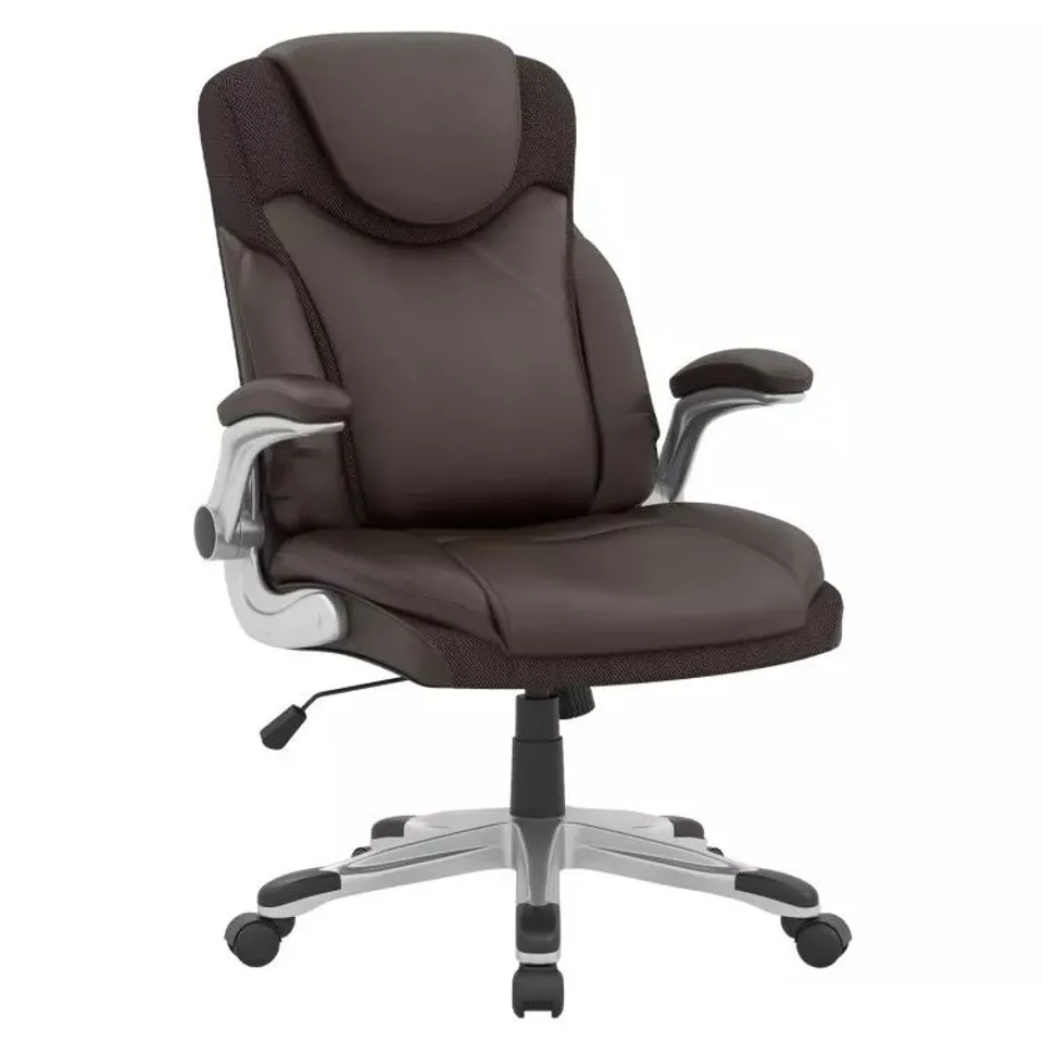 BOXED COSTWAY ERGONOMIC OFFICE PU LEATHER EXECUTIVE CHAIR WITH FLIP-UP ARMRESTS AND ROCKING FUNCTION
