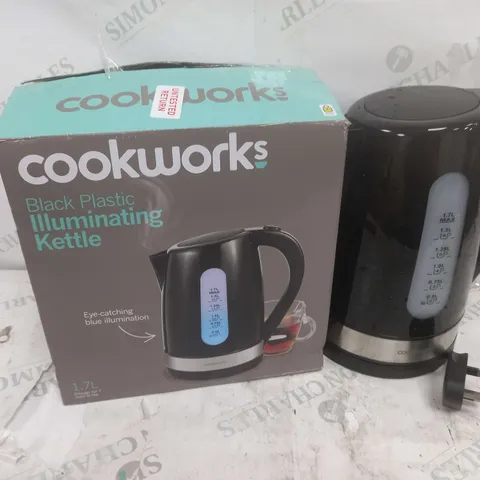 BOXED COOKWORKS BLACK PLASTIC ILLUMINATING KETTLE