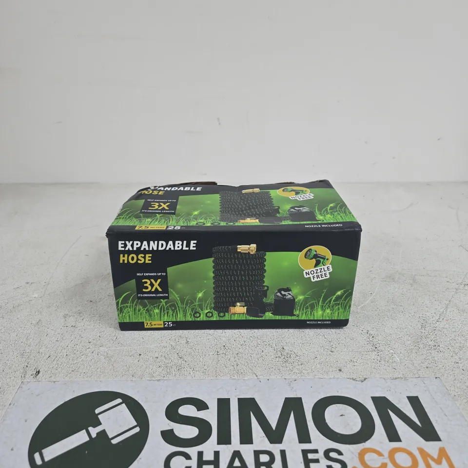 EXPANDABLE GARDEN HOSE WITH NOZZLE – 7.5M (25FT) – SELF-EXPANDS TO 3X LENGTH