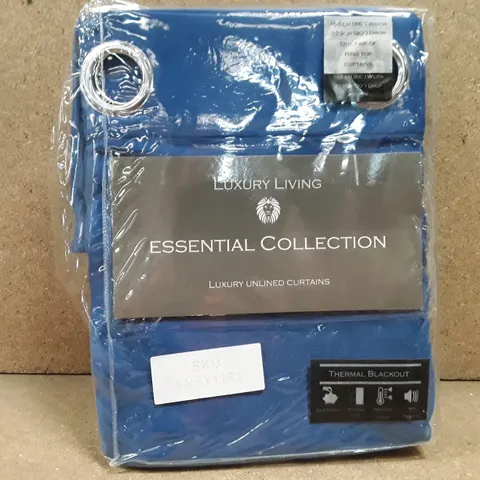 BRAND NEW LUXURY LIVING BLACK OUT THERMAL CURTAINS 168CM X 229CM (BLUE)