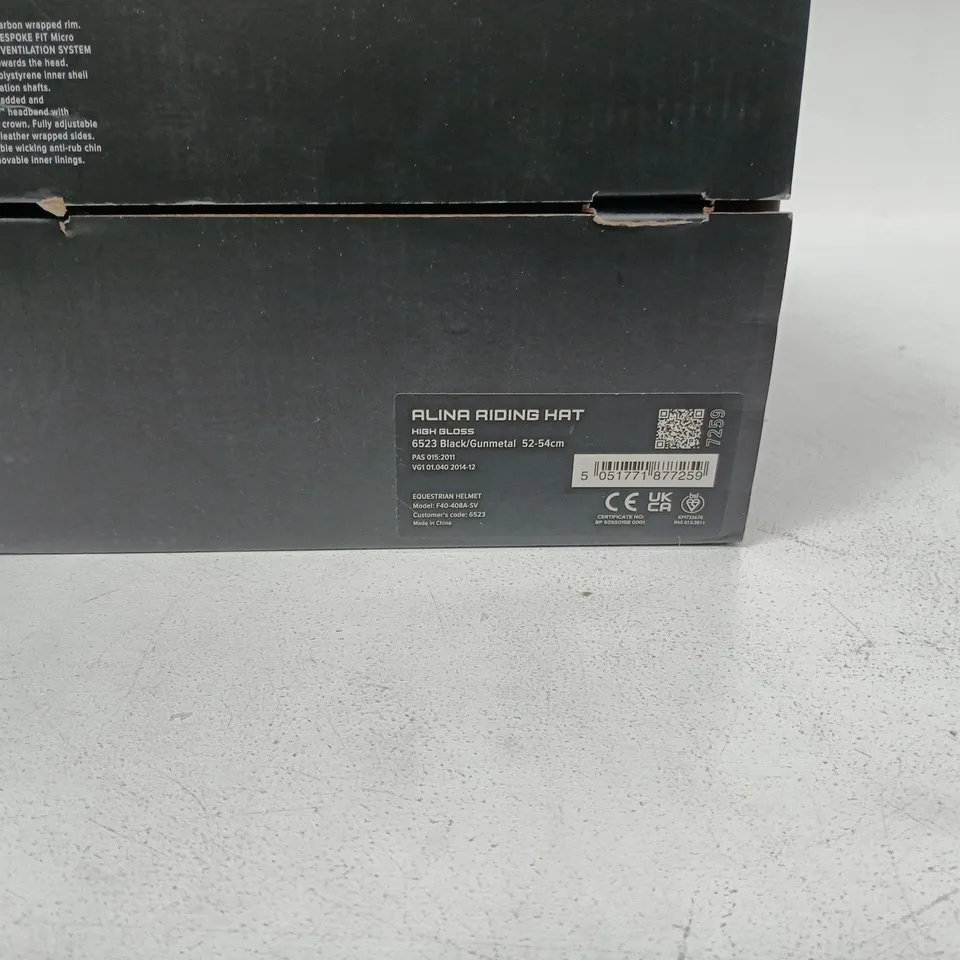 KARBEN ELLIPSE ALINA RIDING HAT HIGH GLOSS BLACK/GUNMETAL 52-54 CM BOXED