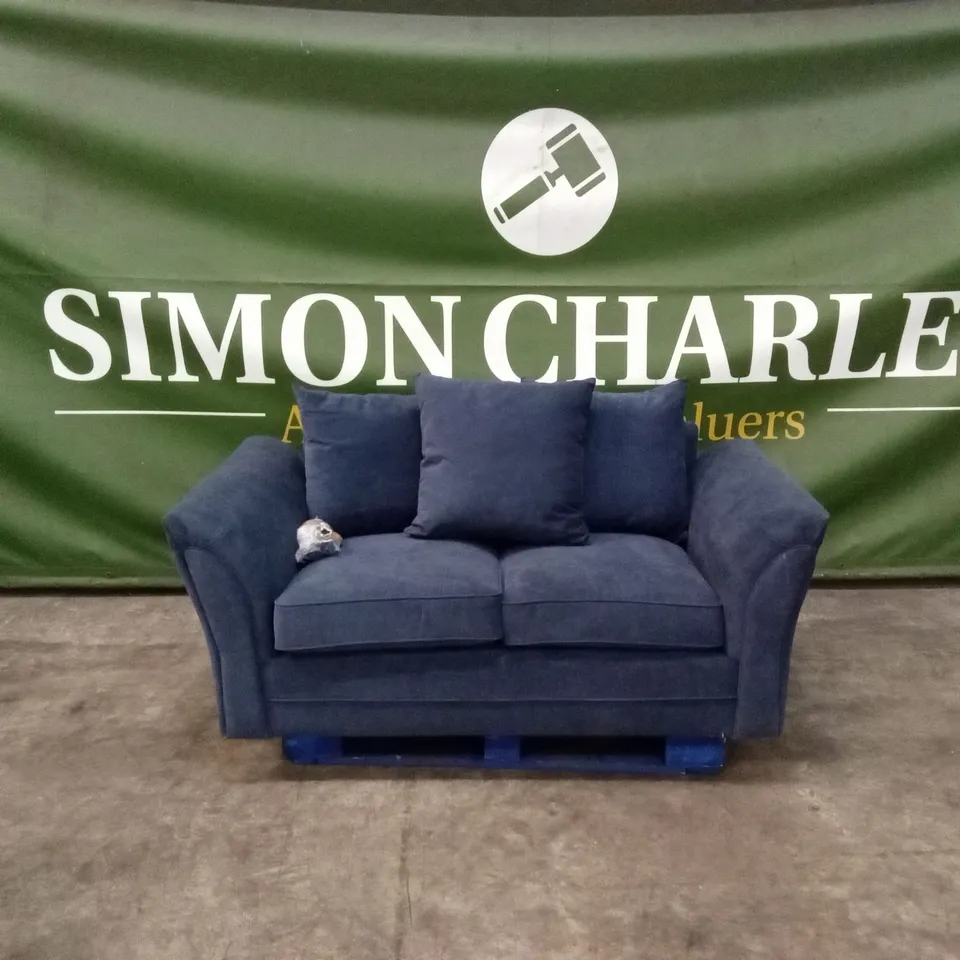 DURY FABRIC 2 SEATER SCATTER BACK SOFA - BLUE  RRP £479