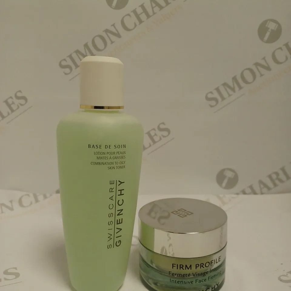 APPROXIMATELY 12 ASSORTED GIVENCHY BEAUTY PRODUCTS TO INCLUDE INTENSIVE FACE FIRMING CREAM AND FACIAL TONER - DEMONSTRATION TESTER