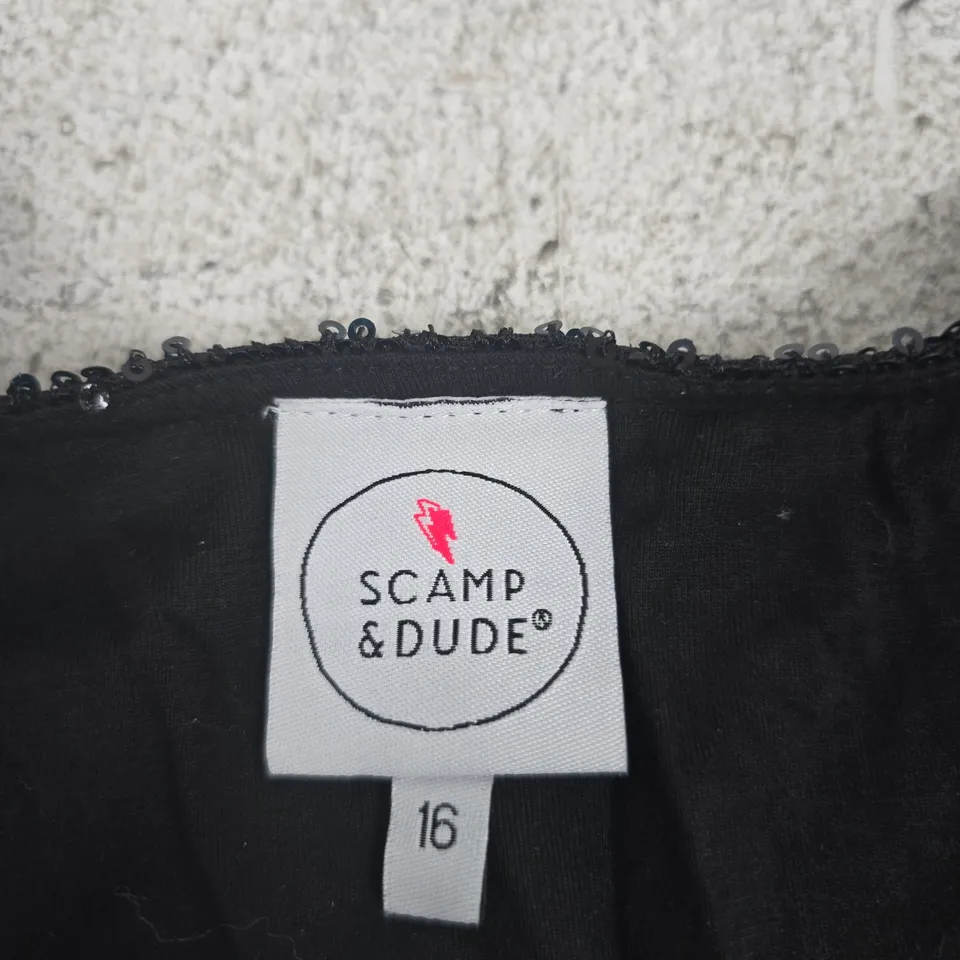 SCAMP & DUDE BLACK SEQUIN TOP – UK 16