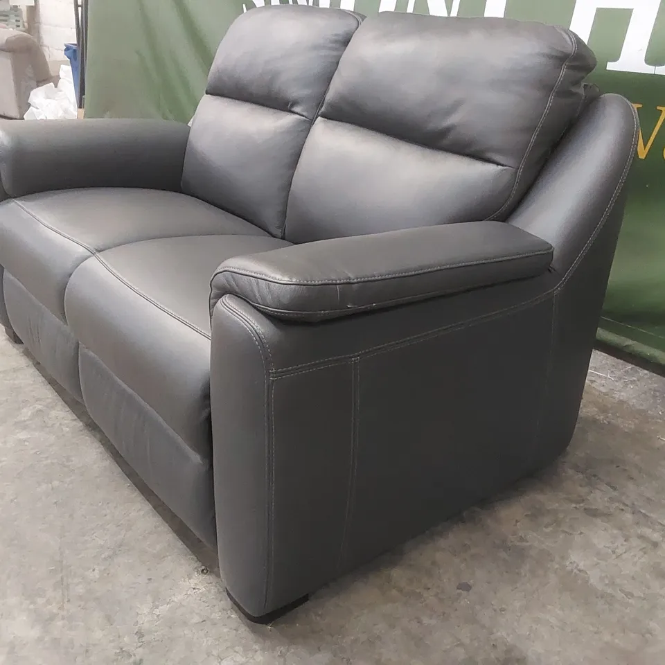 QUALITY DESIGNER ITALIAN MADE LEATHER AVILA LOVESEAT - DARK GREY
