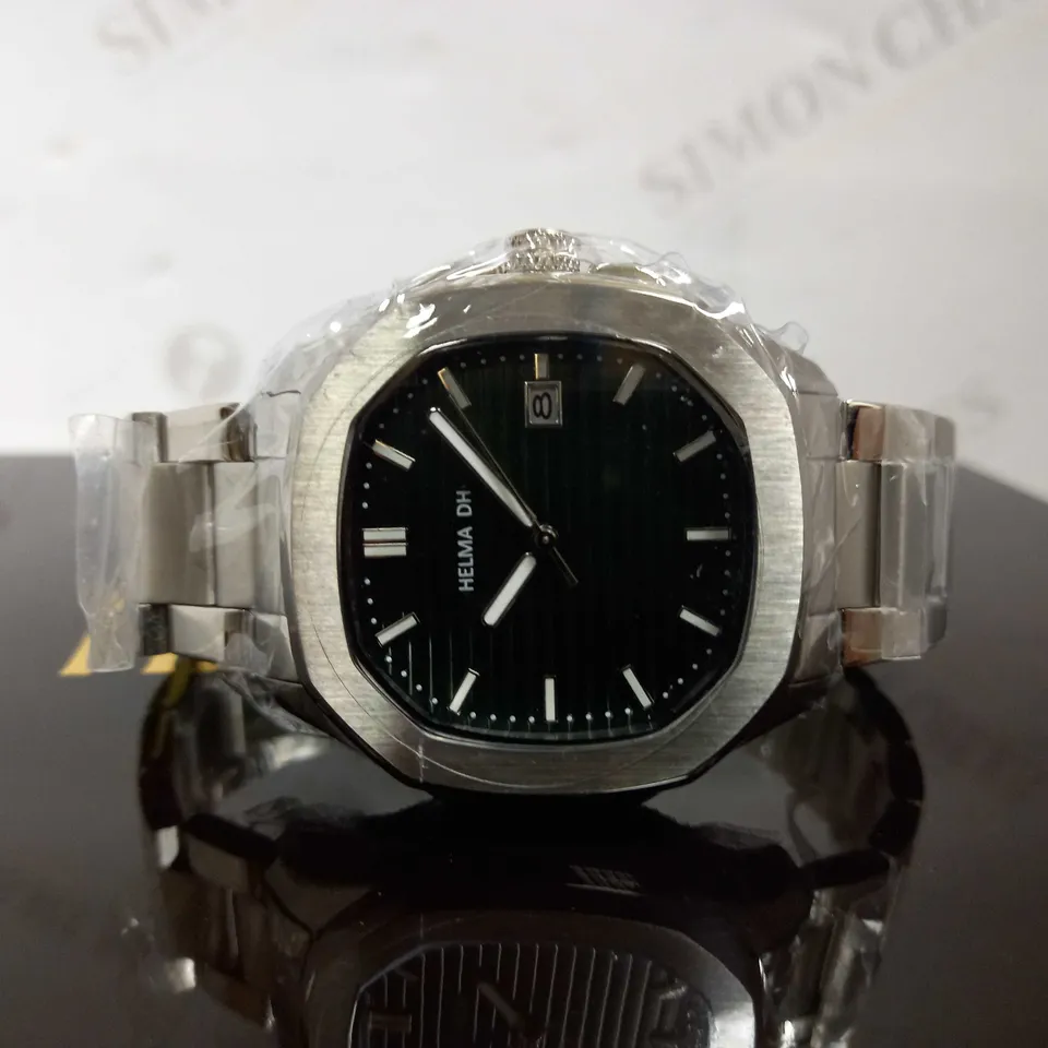 HELMA DH GREEN AUTOMATIC STAINLESS STEEL STRAP WRISTWATCH RRP £800